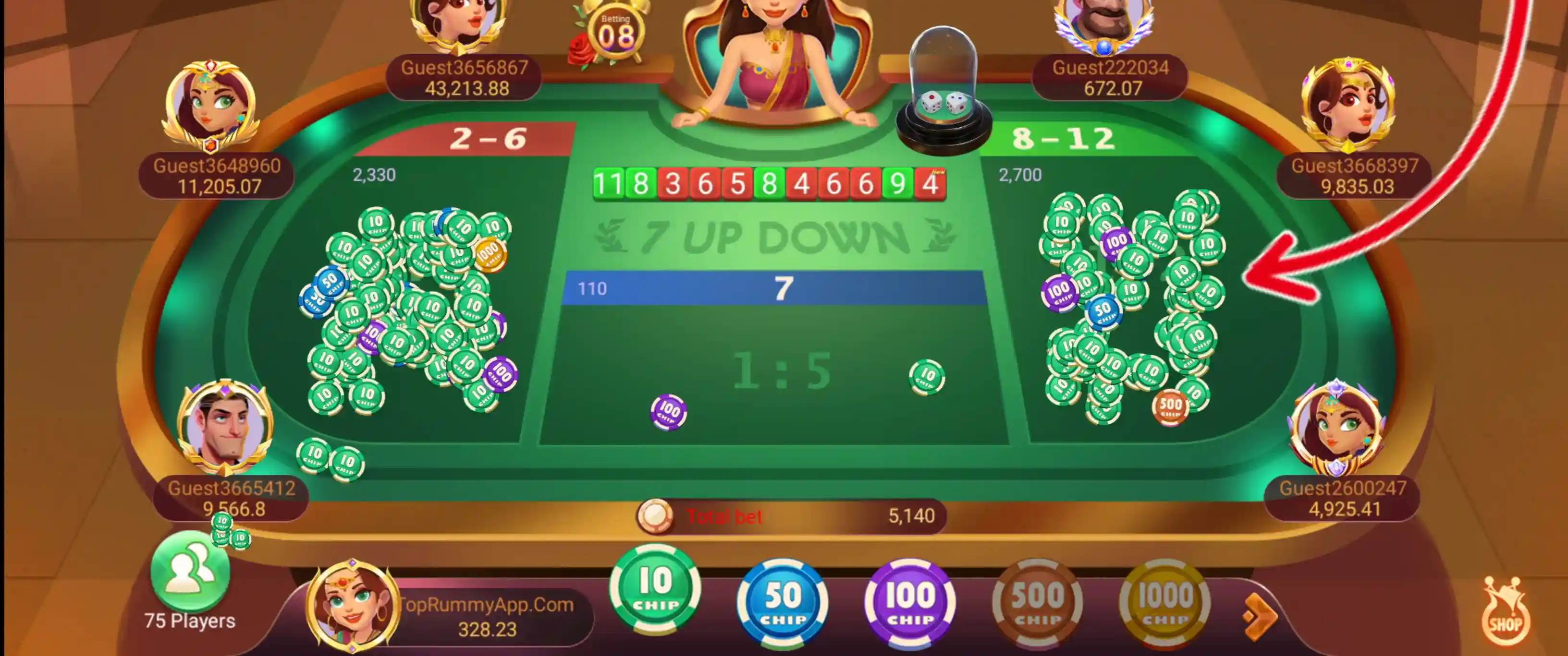 7 Up Down Games Play Top Rummy App